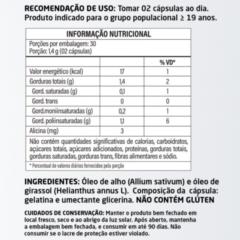 Óleo de Alho 60 cápsulas 500mg Herbalize